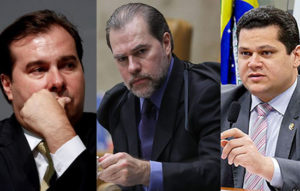 Presidente da República, Jair Bolsonaro, com Dias Toffoli, Presidente do Supremo Tribunal Federal; Davi Alcolumbre, Presidente do Senado Federal; Rodrigo Maia, Presidente da Câmara 