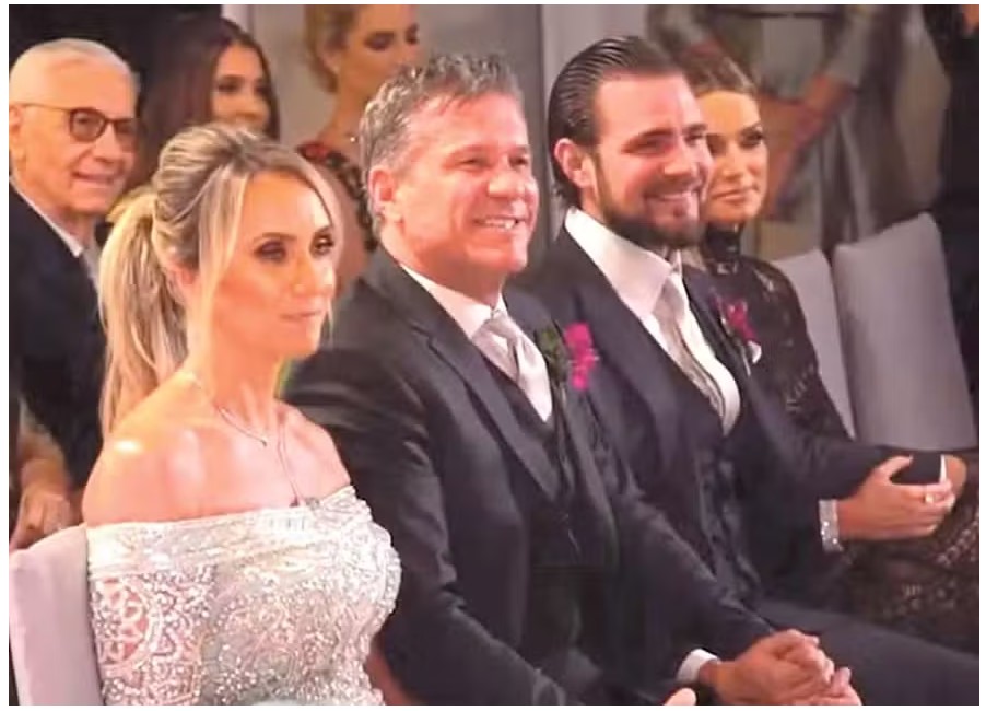 Henrique Vorcaro (pai), ao lado de Natália (irmã) de Daniel Vorcaro, dono do Banco Master.