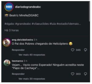 Críticas foram postadas nas redes.